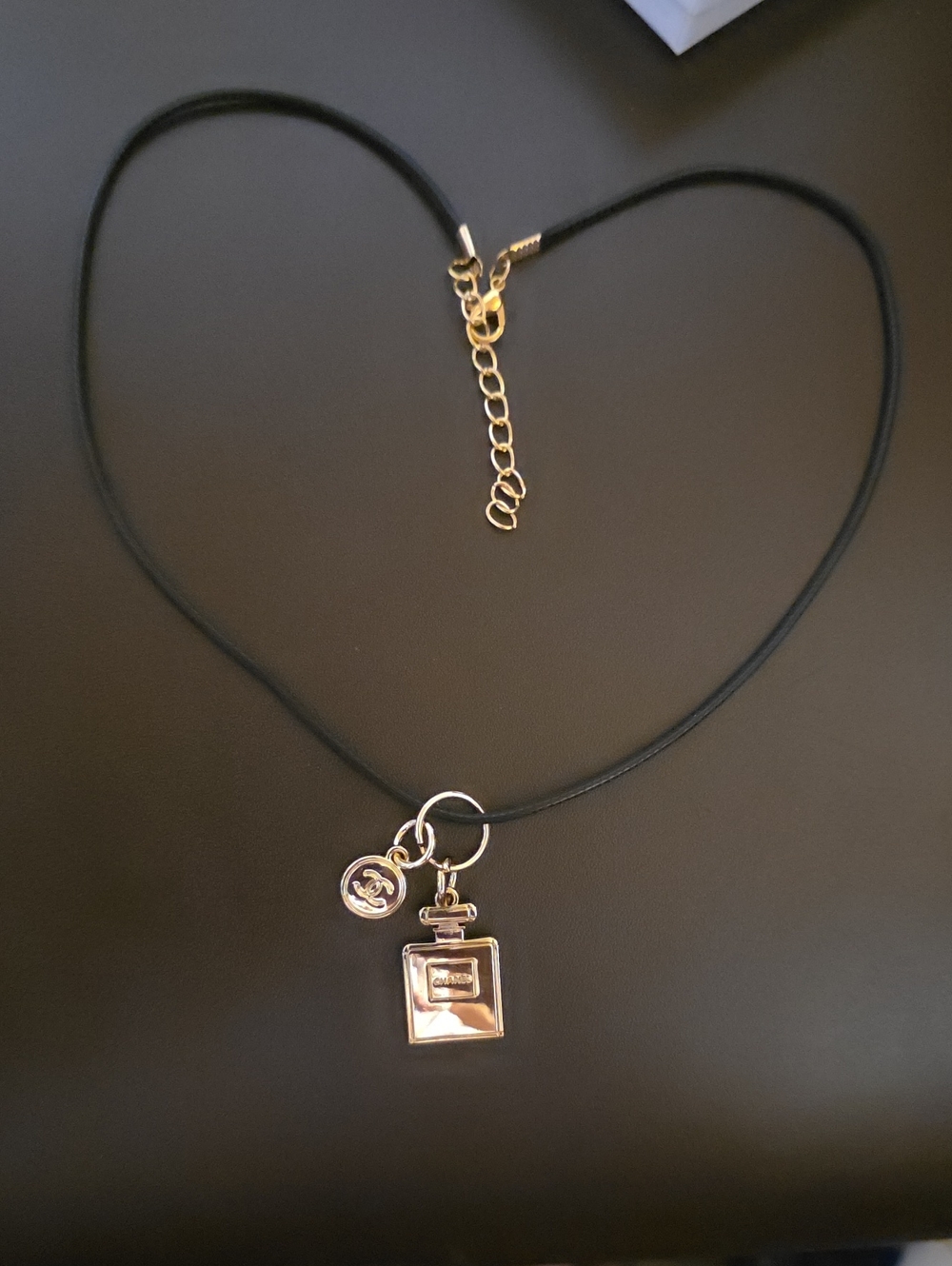 Chanel Christmas Charm W/ Free Necklace on Black Wax Leather Cord Plus - Picture 2 of 5